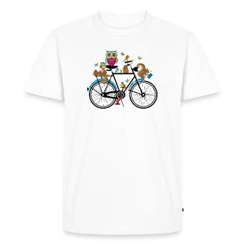 Animaux de la forêt sur un vélo - T-shirt Premium bio Homme - blanc - Devant - Nico (187cm)