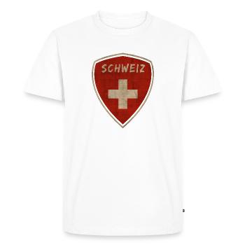 Suisse Armoiries Vintage / Cadeau Zurich - T-shirt Premium bio Homme - blanc - Devant - Nico (187cm)