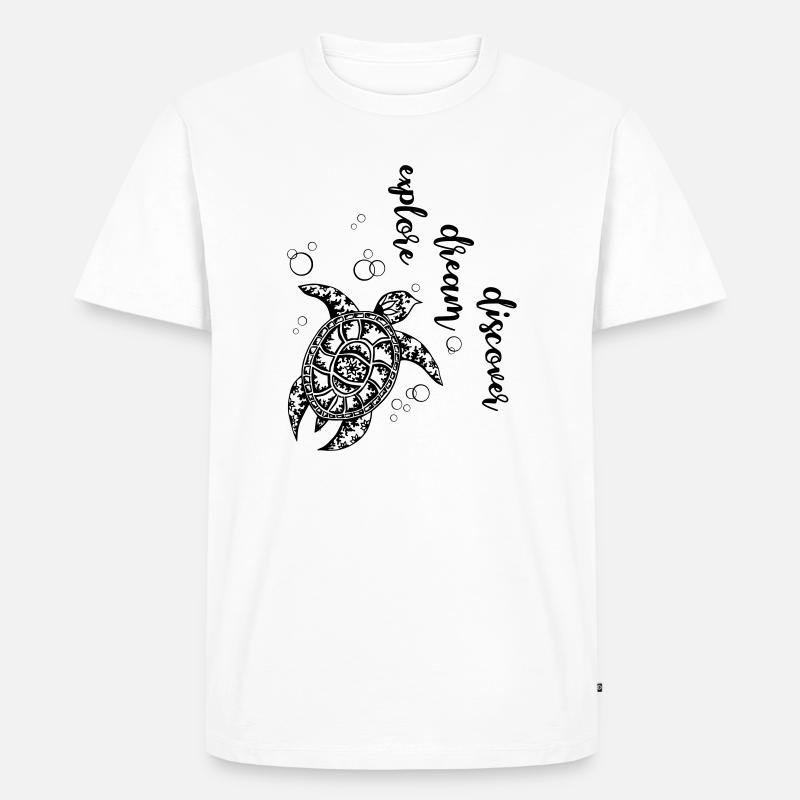 Explore Dream Discover - Turtle - Männer Premium Bio T-Shirt - Weiß