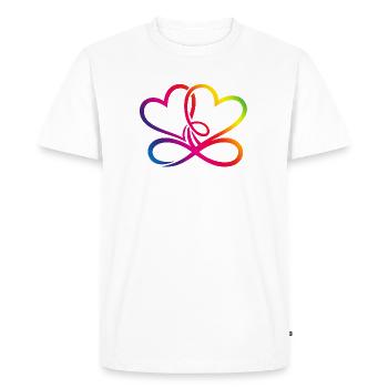 Deux cœurs Arc-en-ciel Infinity Love CSD LGBT - T-shirt Premium bio Homme - blanc - Devant - Nico (187cm)