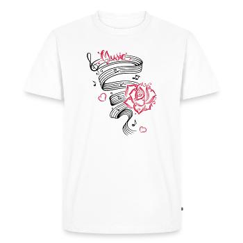Notes musicales avec musique et fleur. - T-shirt Premium bio Homme - blanc - Devant - Nico (187cm)