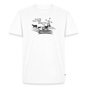 Farm Agriculture Tractor Nature Cows Logo - Men's Premium Organic T-Shirt - white - Front - Nico (187cm)
