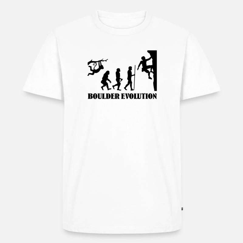 Boulder Evolution Klettern Bergsteigen Boulderer - Männer Premium Bio T-Shirt - Weiß