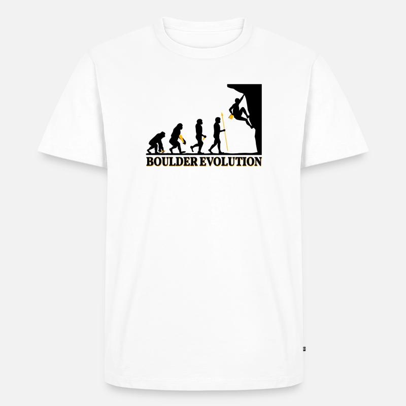 Boulder Evolution Klettern Bergsteigen Spruch - Männer Premium Bio T-Shirt - Weiß