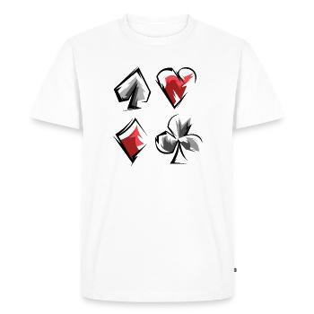 Skat Poker Rami Jeu de Cartes Costumes Coeur de Pique Caro - T-shirt Premium bio Homme - blanc - Devant - Nico (187cm)