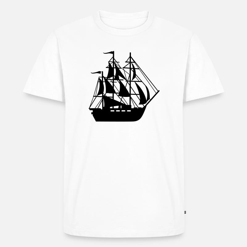 Schiff - Männer Premium Bio T-Shirt - Weiß