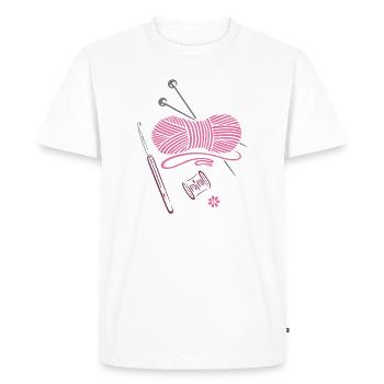 Tricot à la main au crochet - T-shirt Premium bio Homme - blanc - Devant - Nico (187cm)