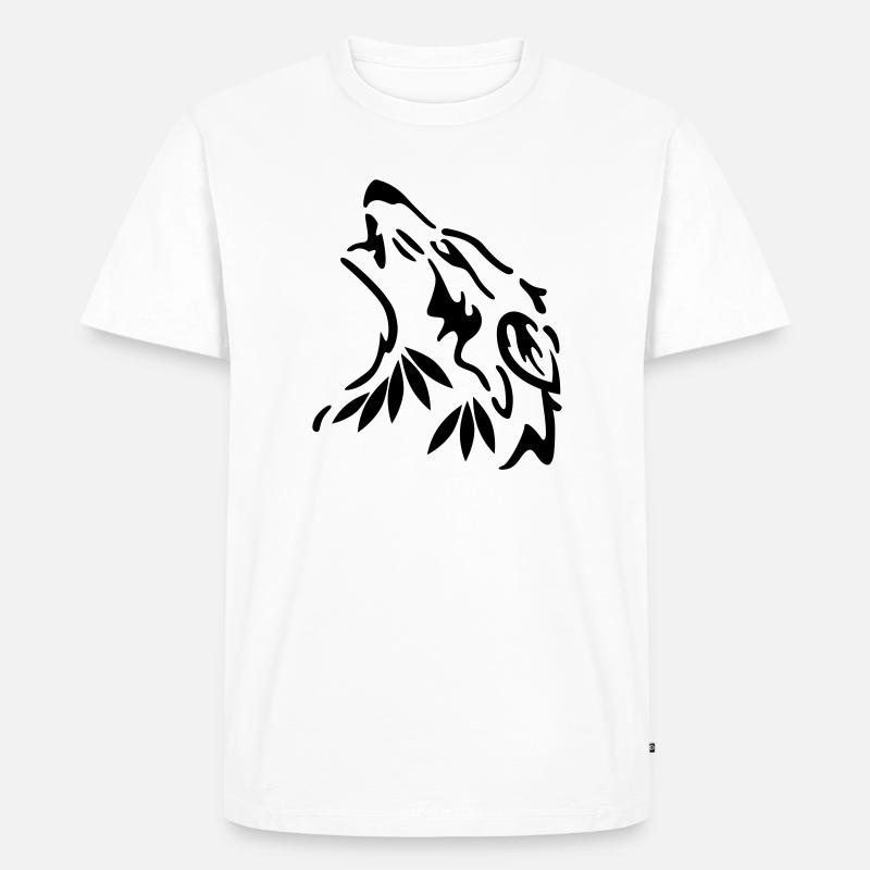 wolf - Männer Premium Bio T-Shirt - Weiß