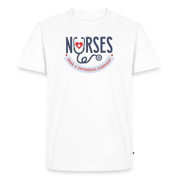 Nurses Make a Difference Everyday T-Shirt - T-shirt Premium bio Homme - blanc - Devant - Nico (187cm)