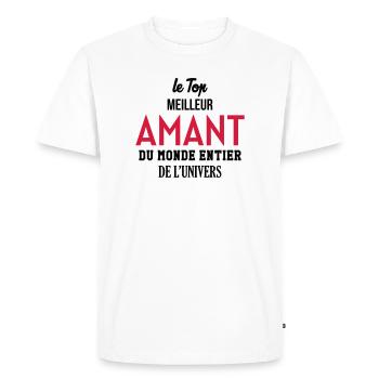 Amant / Maîtresse / Sexy / Sexe / Drague / Mariage - Men's Premium Organic T-Shirt - white - Front - Nico (187cm)