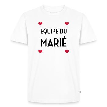Equipe du Marié / Mariage / EVJF / EVG / Amour - T-shirt Premium bio Homme - blanc - Devant - Nico (187cm)