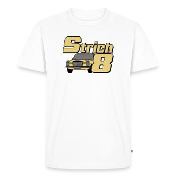 MB W115 W114 , Strich 8 , Oldtimer Kult (25) - Männer Premium Bio T-Shirt - Weiß - Vorne - Nico (187cm)