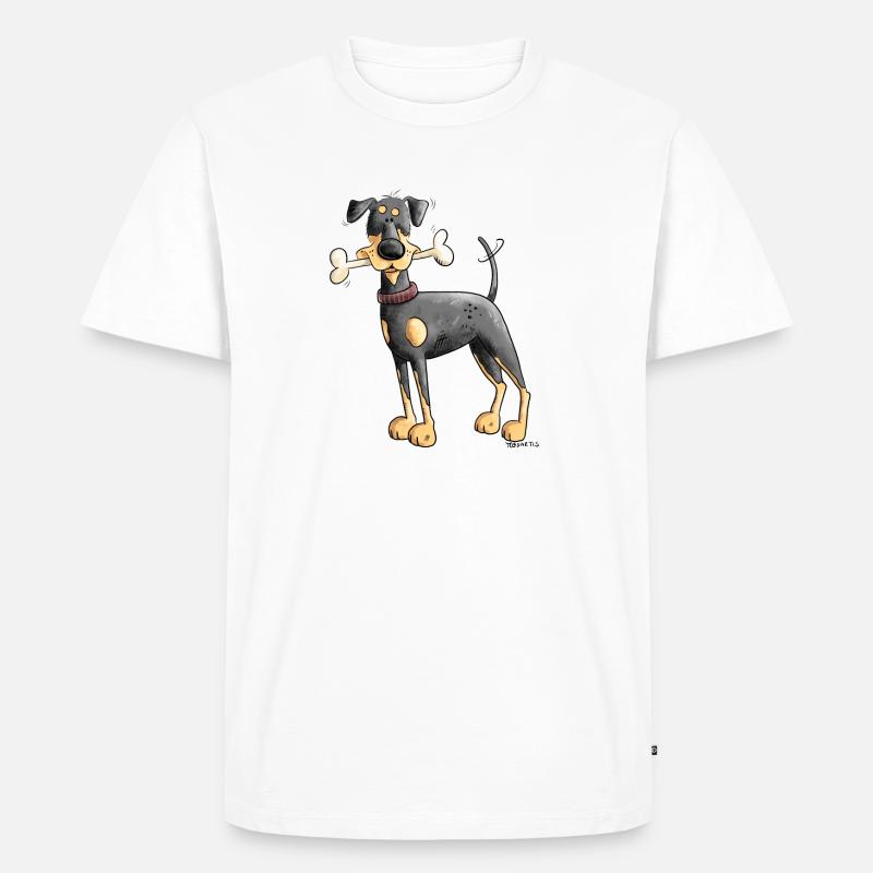 Dobermann Oder Pinscher mit Knochen - Männer Premium Bio T-Shirt - Weiß