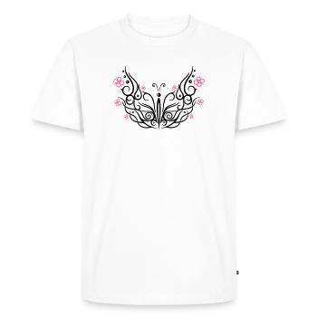 Butterfly with cherry blossoms - Men's Premium Organic T-Shirt - white - Front - Nico (187cm)