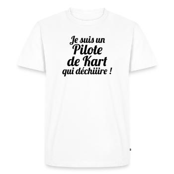 Karting / Kart / Pilote / Voiture - T-shirt Premium bio Homme - blanc - Devant - Nico (187cm)