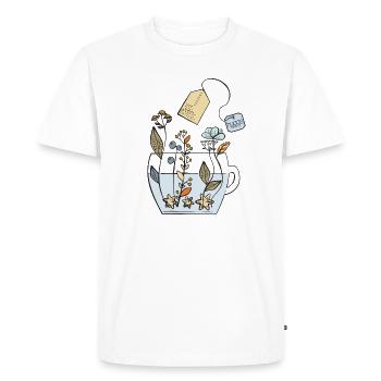 Hygge Tea Cup with Flowers - Men's Premium Organic T-Shirt - white - Front - Nico (187cm)
