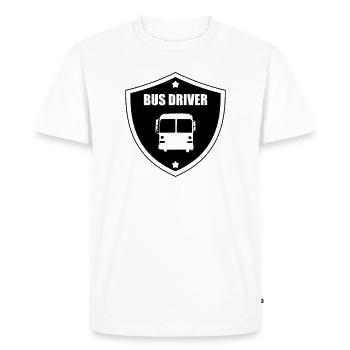 Bus / Conducteur / Travail / Métier / Job - T-shirt Premium bio Homme - blanc - Devant - Nico (187cm)