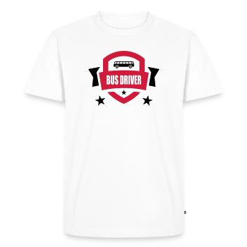 Bus / Conducteur / Travail / Métier / Job - T-shirt Premium bio Homme - blanc - Devant - Nico (187cm)