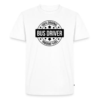 Bus / Conducteur / Travail / Métier / Job - T-shirt Premium bio Homme - blanc - Devant - Nico (187cm)