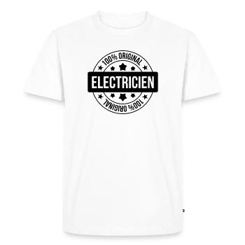 Electricien / Electricité / Travail / Métier / Job - T-shirt Premium bio Homme - blanc - Devant - Nico (187cm)