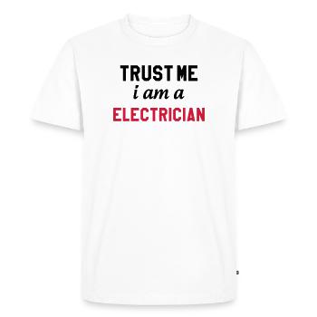 Electricien / Electricité / Travail / Métier / Job - T-shirt Premium bio Homme - blanc - Devant - Nico (187cm)