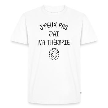 Psychologue / Psychiatre / Travail / Psychanalyste - T-shirt Premium bio Homme - blanc - Devant - Nico (187cm)