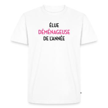 Déménageur / Déménagement / Déménager / Camion - T-shirt Premium bio Homme - blanc - Devant - Nico (187cm)