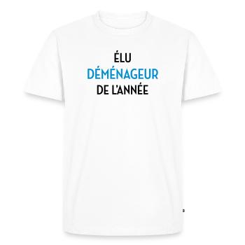 Déménageur / Déménagement / Déménager / Camion - T-shirt Premium bio Homme - blanc - Devant - Nico (187cm)