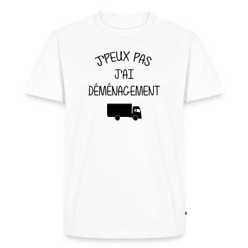 Déménageur / Déménagement / Déménager / Camion - T-shirt Premium bio Homme - blanc - Devant - Nico (187cm)
