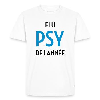 Psychologue / Psychiatre / Travail / Psychanalyste - T-shirt Premium bio Homme - blanc - Devant - Nico (187cm)