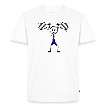 Visage heureux Musculation haltérophile - T-shirt Premium bio Homme - blanc - Devant - Nico (187cm)