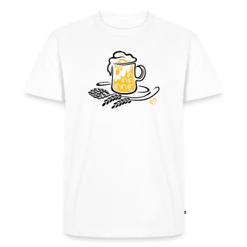Bière Bière Mug Houblon Blé - T-shirt Premium bio Homme - blanc - Devant - Nico (187cm)