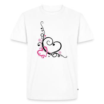 Deux coeurs avec des fleurs - T-shirt Premium bio Homme - blanc - Devant - Nico (187cm)