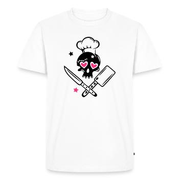 Girlie au crâne avec chapeau de chef - T-shirt Premium bio Homme - blanc - Devant - Nico (187cm)