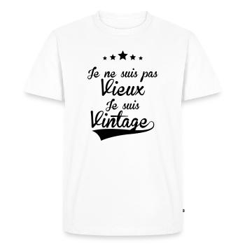 Vintage_FR_H - T-shirt Premium bio Homme - blanc - Devant - Nico (187cm)