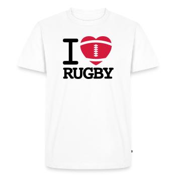 I love Rugby - T-shirt Premium bio Homme - blanc - Devant - Nico (187cm)