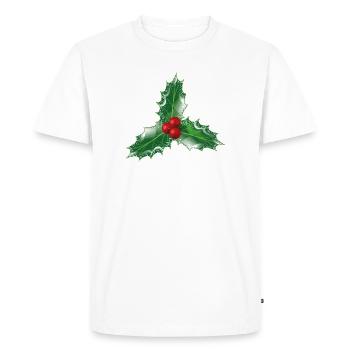 Holly branch with three leaves and three berries - Men's Premium Organic T-Shirt - white - Front - Nico (187cm)