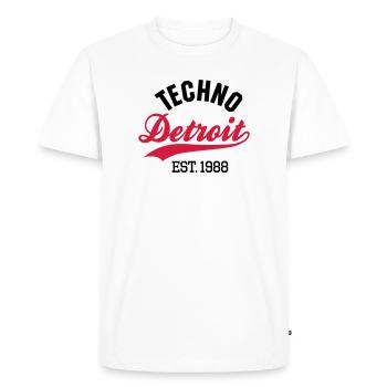 Techno Detroit est.1988 - T-shirt Premium bio Homme - blanc - Devant - Nico (187cm)