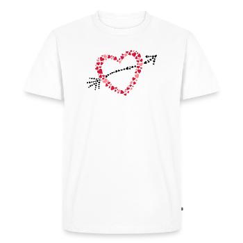 Grand coeur avec une flèche de nombreux cœurs. - T-shirt Premium bio Homme - blanc - Devant - Nico (187cm)