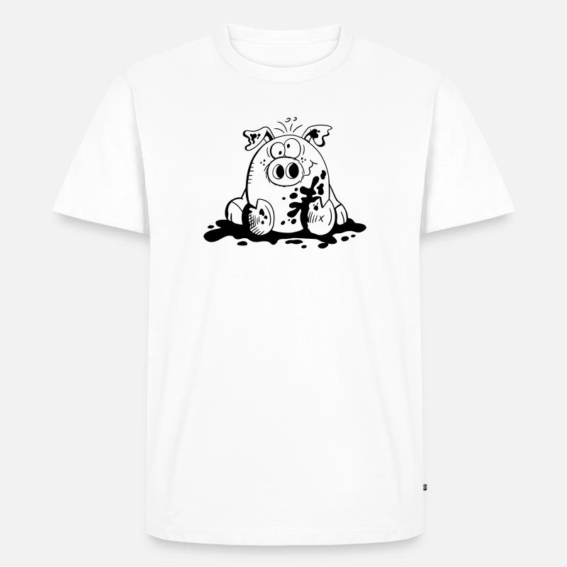 Ferkelchen - Wutz - Schwein - Sau - Fun - Männer Premium Bio T-Shirt - Weiß