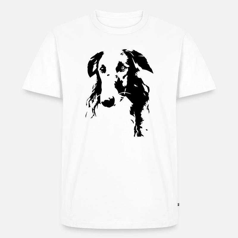 Barsoi Kopf - Männer Premium Bio T-Shirt - Weiß
