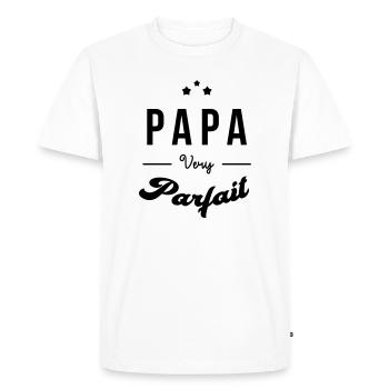 Papa - Fête des Pères - Anniversaire - Bébé - T-shirt Premium bio Homme - blanc - Devant - Nico (187cm)