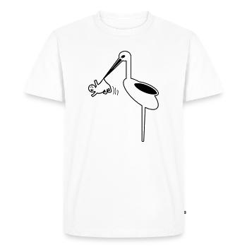 Cigogne avec bébé sage-femme, naissance de cigogne - T-shirt Premium bio Homme - blanc - Devant - Nico (187cm)