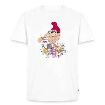 A garden gnome as a hipster with glasses and tattoos - Men's Premium Organic T-Shirt - white - Front - Nico (187cm)