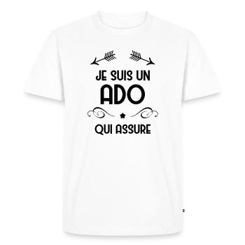 adolescent / enfant / ado / adolescente - T-shirt Premium bio Homme - blanc - Devant - Nico (187cm)