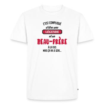 Belle Beau-Frère / Belle-Sœur / Beau Frere / Belle - T-shirt Premium bio Homme - blanc - Devant - Nico (187cm)