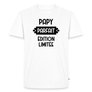 Papy Papi Grand-Père Retraite famille - T-shirt Premium bio Homme - blanc - Devant - Nico (187cm)