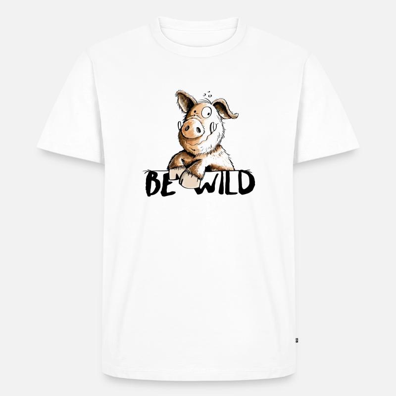 Be Wild Eber - Schwein - Keiler - Männer Premium Bio T-Shirt - Weiß
