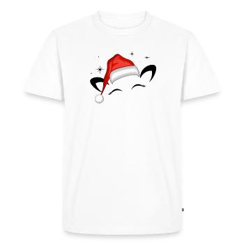 Chat Père Noël Chapeau Étoiles Scintillantes - T-shirt Premium bio Homme - blanc - Devant - Nico (187cm)