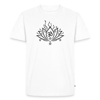 Fleur de lotus, yoga avec symbole de l'om - T-shirt Premium bio Homme - blanc - Devant - Nico (187cm)
